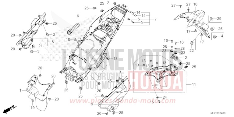 KOTFLUEGEL, HINTEN (CRF1100A/AL/D/DL) von Africa Twin Mechanik GRAND PRIX RED (R380B) von 2022